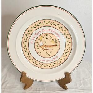 Vintage Anchor Hocking Stoneware Collector Plate 4th Day of Christmas 10 1/2"